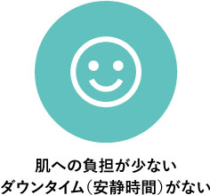 肌への負担が少ない・ダウンタイム（安静時間）がない